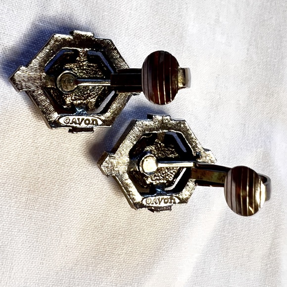 Vintage Avon Black Onyx and Marcasite Art Deco Style Clip On Earrings - Picture 3 of 3